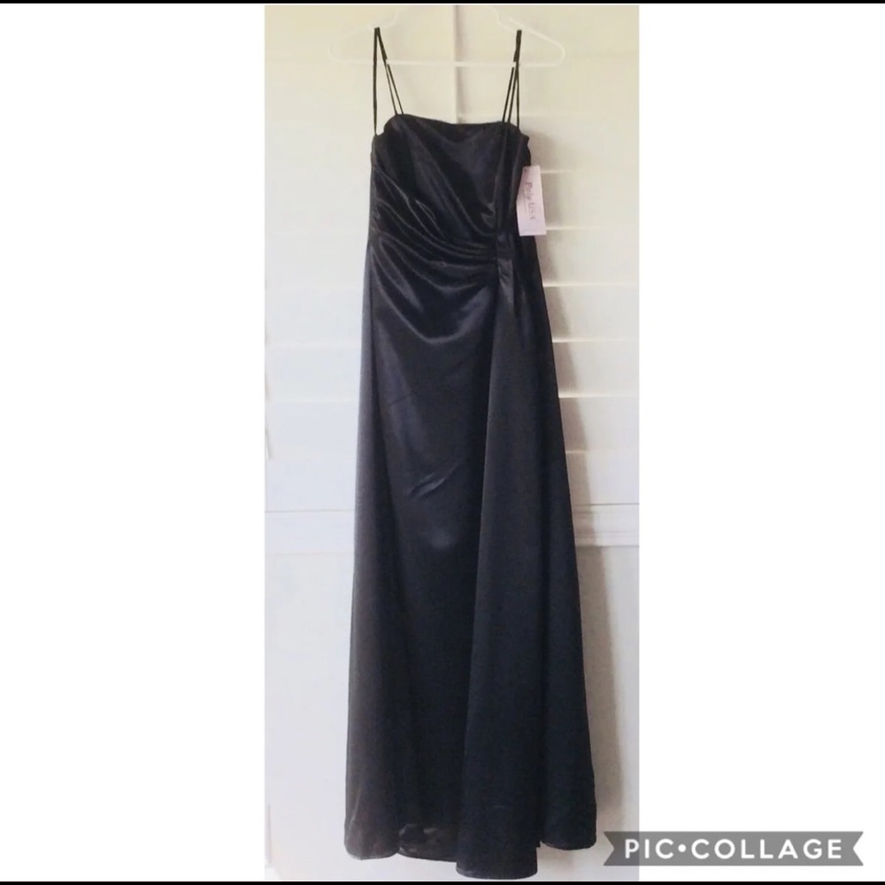Poly SATIN Black GOWN PROM DRESS 9/10